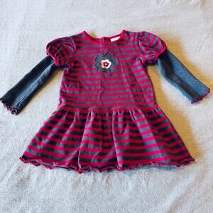 Hanna Andersson red and gray striped long sleeve dress